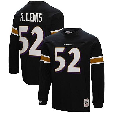 Men's Mitchell & Ness Ray Lewis Black Baltimore Ravens Throwback Retired Player Name & Number Long Sleeve Top