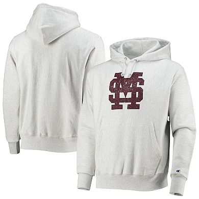 Men's Champion Heathered Gray Mississippi State Bulldogs Team Vault Logo Reverse Weave Pullover Hoodie