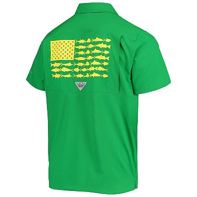 Men's Columbia PFG Green Oregon Ducks Slack Tide Camp Button-Up Shirt