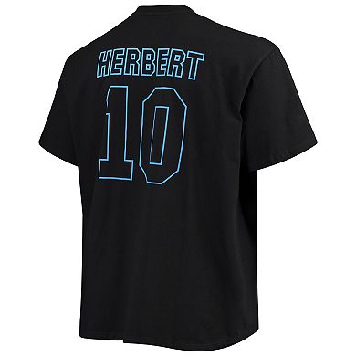 Men's Fanatics Branded Justin Herbert Black Los Angeles Chargers Big & Tall Color Pop Name & Number T-Shirt