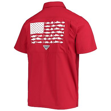 Men's Columbia PFG Crimson Oklahoma Sooners Slack Tide Camp Button-Up Shirt