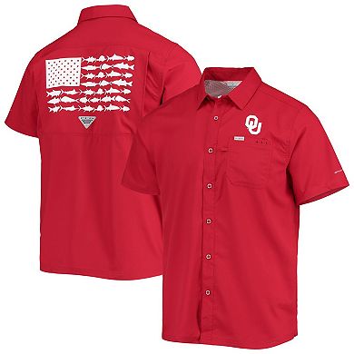 Men's Columbia PFG Crimson Oklahoma Sooners Slack Tide Camp Button-Up Shirt