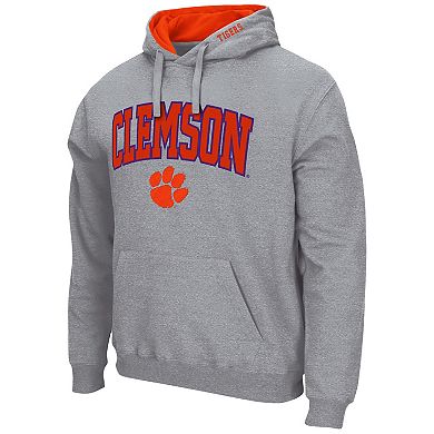 Men's Colosseum Heather Gray Clemson Tigers Arch & Logo 3.0 Pullover Hoodie