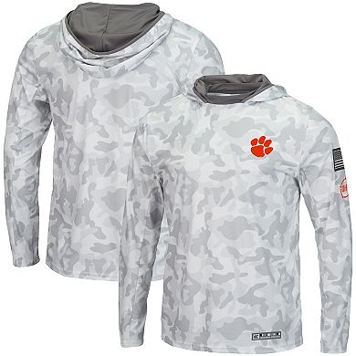 Men's Colosseum Arctic Camo Clemson Tigers OHT Military Appreciation Long Sleeve Hoodie Top