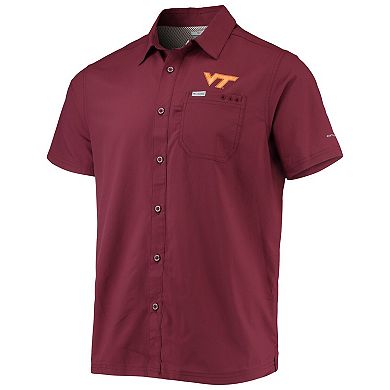 Men's Columbia PFG Maroon Virginia Tech Hokies Slack Tide Camp Button-Up Shirt