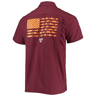 Men's Columbia PFG Maroon Virginia Tech Hokies Slack Tide Camp Button-Up Shirt