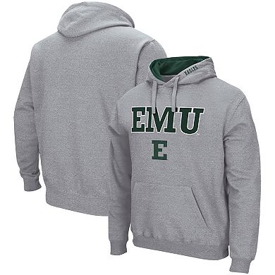 Men's Colosseum Heathered Gray Eastern Michigan Eagles Arch & Logo 3.0 Pullover Hoodie