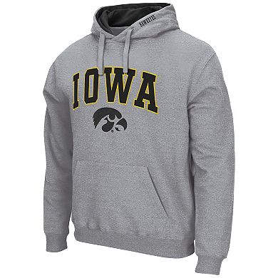 Men's Colosseum Heathered Gray Iowa Hawkeyes Arch & Logo 3.0 Pullover Hoodie