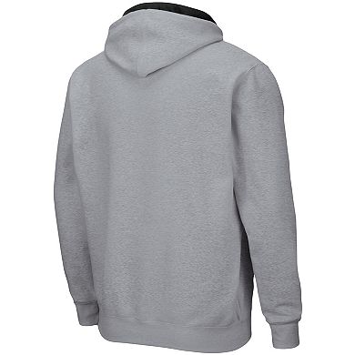 Men's Colosseum Heathered Gray Army Black Knights Arch & Logo 3.0 Full-Zip Hoodie