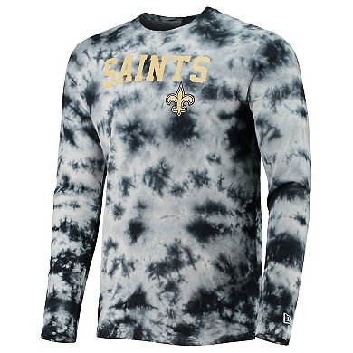 Men's New Era Black New Orleans Saints Tie-Dye Long Sleeve T-Shirt