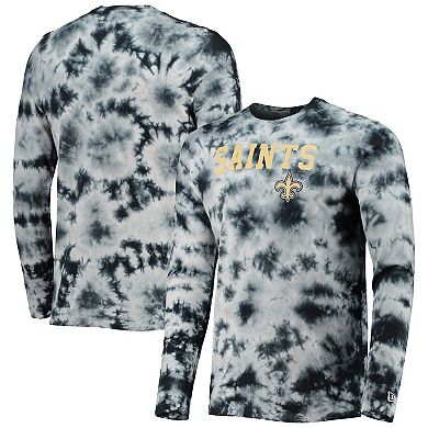 Men's New Era Black New Orleans Saints Tie-Dye Long Sleeve T-Shirt