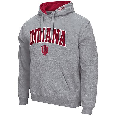 Men's Colosseum Heather Gray Indiana Hoosiers Arch & Logo 3.0 Pullover Hoodie