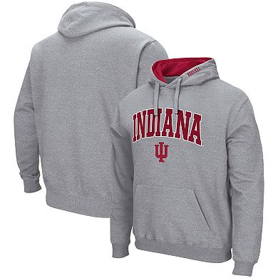 Men's Colosseum Heather Gray Indiana Hoosiers Arch & Logo 3.0 Pullover Hoodie