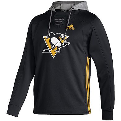 Men's adidas Black Pittsburgh Penguins Skate Lace AEROREADY Pullover Hoodie
