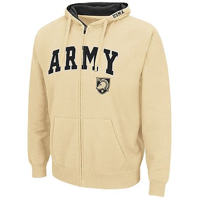 Men's Colosseum Gold Army Black Knights Arch & Logo 3.0 Full-Zip Hoodie