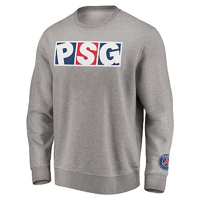 Men's Fanatics Branded Heathered Gray Paris Saint-Germain Fleece Pullover Sweatshirt