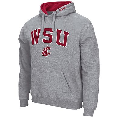 Men's Colosseum Heathered Gray Washington State Cougars Arch & Logo 3.0 Pullover Hoodie