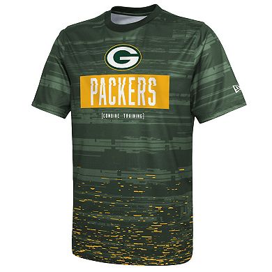Men's New Era Green Green Bay Packers Combine Authentic Sweep T-Shirt