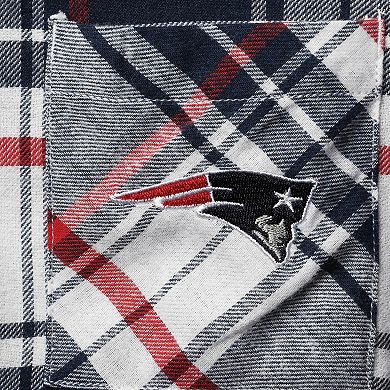 Women's Concepts Sport Navy/Red New England Patriots Accolade Flannel Long Sleeve Button-Up Nightshirt