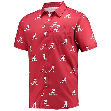Men's Columbia Crimson Alabama Crimson Tide Super Slack Tide Omni-Shade Button-Up Shirt