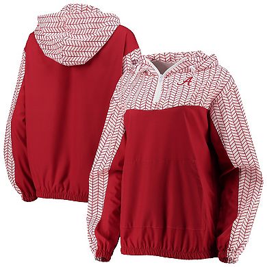 Women's ZooZatz Crimson Alabama Crimson Tide Chevron Swishy Quarter-Zip Hoodie Jacket