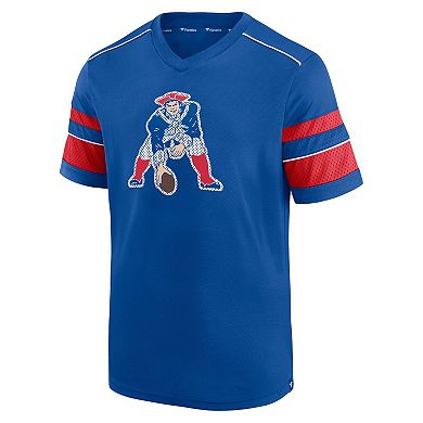Men's Fanatics Branded Royal New England Patriots Textured Throwback Hashmark V-Neck T-Shirt