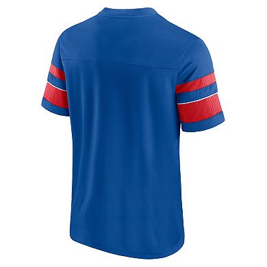 Men's Fanatics Branded Royal New England Patriots Textured Throwback Hashmark V-Neck T-Shirt