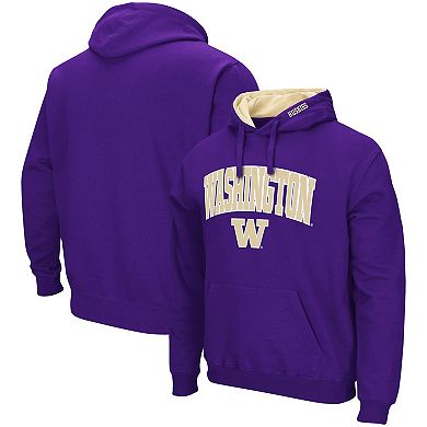 Men's Colosseum Purple Washington Huskies Arch & Logo 3.0 Pullover Hoodie