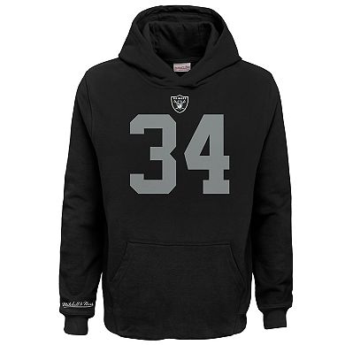 Youth Mitchell & Ness Bo Jackson Black Las Vegas Raiders Retired Player Name & Number Pullover Hoodie