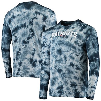 Men's New Era Navy New England Patriots Tie-Dye Long Sleeve T-Shirt