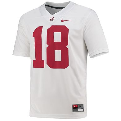 Men's Nike #18 White Alabama Crimson Tide Game Jersey