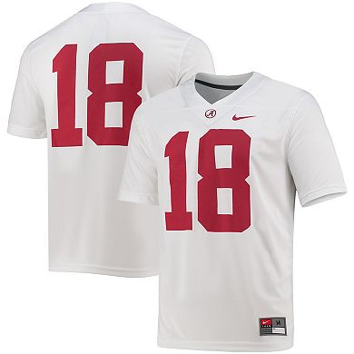 Men's Nike #18 White Alabama Crimson Tide Game Jersey