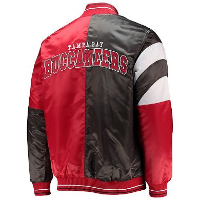 Men's Starter Red/Black Tampa Bay Buccaneers Leader Varsity Satin Full-Snap Jacket