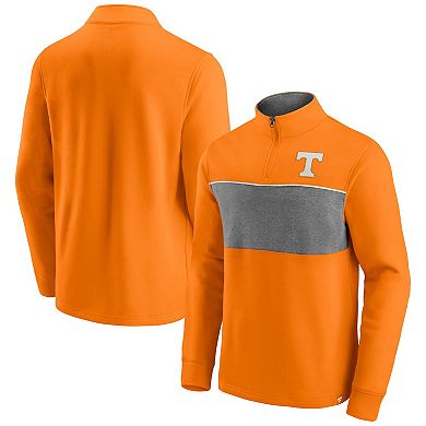 Men's Fanatics Branded Tennessee Orange/Heathered Gray Tennessee Volunteers Primary Logo Quarter-Zip Jacket