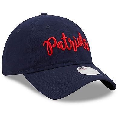 Women's New Era Navy New England Patriots Script 9TWENTY Adjustable Hat