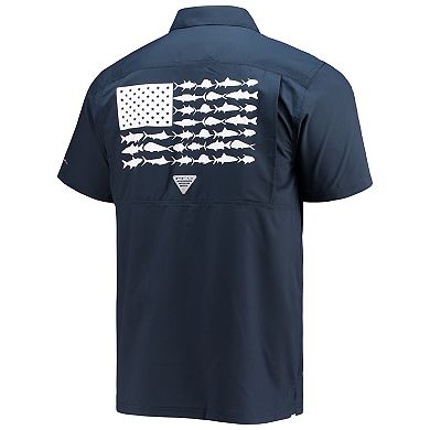 Men's Columbia Navy Dallas Cowboys Slack Tide Fish Omni-Shade Button-Up Shirt