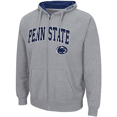 Men's Colosseum Heathered Gray Penn State Nittany Lions Arch & Logo 3.0 Full-Zip Hoodie