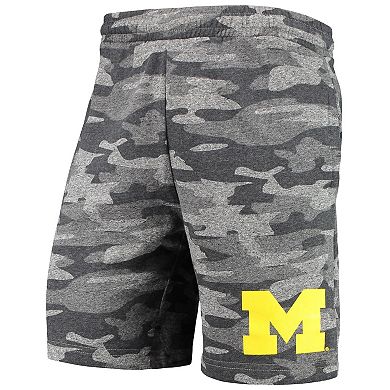 Men's Concepts Sport Charcoal/Gray Michigan Wolverines Camo Backup Terry Jam Lounge Shorts