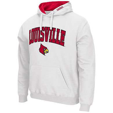 Men's Colosseum White Louisville Cardinals Arch & Logo 3.0 Pullover Hoodie