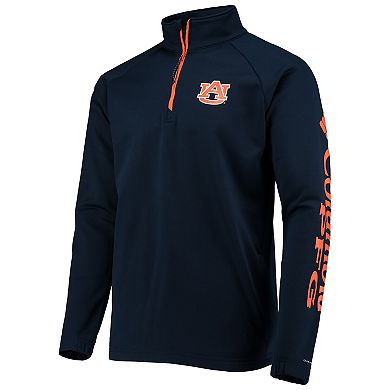 Men's Columbia Navy Auburn Tigers Terminal Tackle Fleece Raglan Omni-Shade Quarter-Zip Jacket