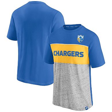 Men's Fanatics Branded Powder Blue/Heathered Gray Los Angeles Chargers Throwback Colorblock T-Shirt