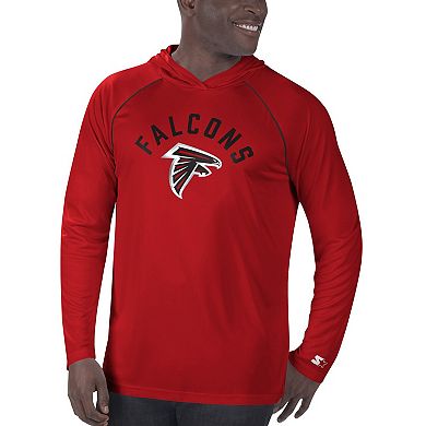 Men's Starter Red Atlanta Falcons Raglan Long Sleeve Hoodie T-Shirt