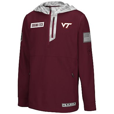 Youth Colosseum Maroon/Arctic Camo Virginia Tech Hokies OHT Military Appreciation Shellback Quarter-Zip Hoodie