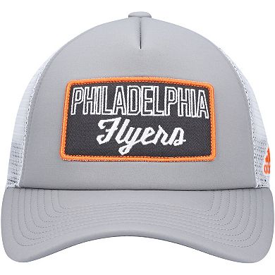 Men's adidas Gray/White Philadelphia Flyers Locker Room Foam Trucker Snapback Hat