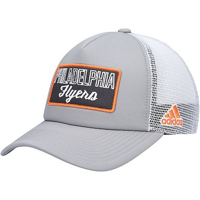 Men's adidas Gray/White Philadelphia Flyers Locker Room Foam Trucker Snapback Hat