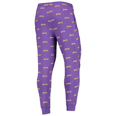 The Wild Collective Purple Los Angeles Lakers Allover Logo Jogger Pants