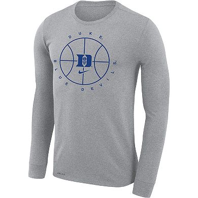 Men's Nike Heathered Gray Duke Blue Devils Basketball Icon Legend Performance Long Sleeve T-Shirt