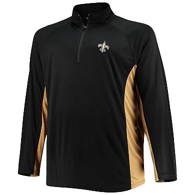 Men's Fanatics Branded Black/Gold New Orleans Saints Big & Tall Polyester Quarter-Zip Raglan Jacket