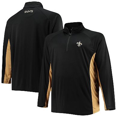Men's Fanatics Branded Black/Gold New Orleans Saints Big & Tall Polyester Quarter-Zip Raglan Jacket