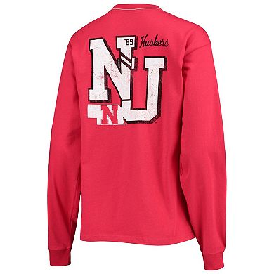 Women's League Collegiate Wear Scarlet Nebraska Huskers Pocket Oversized Long Sleeve T-Shirt